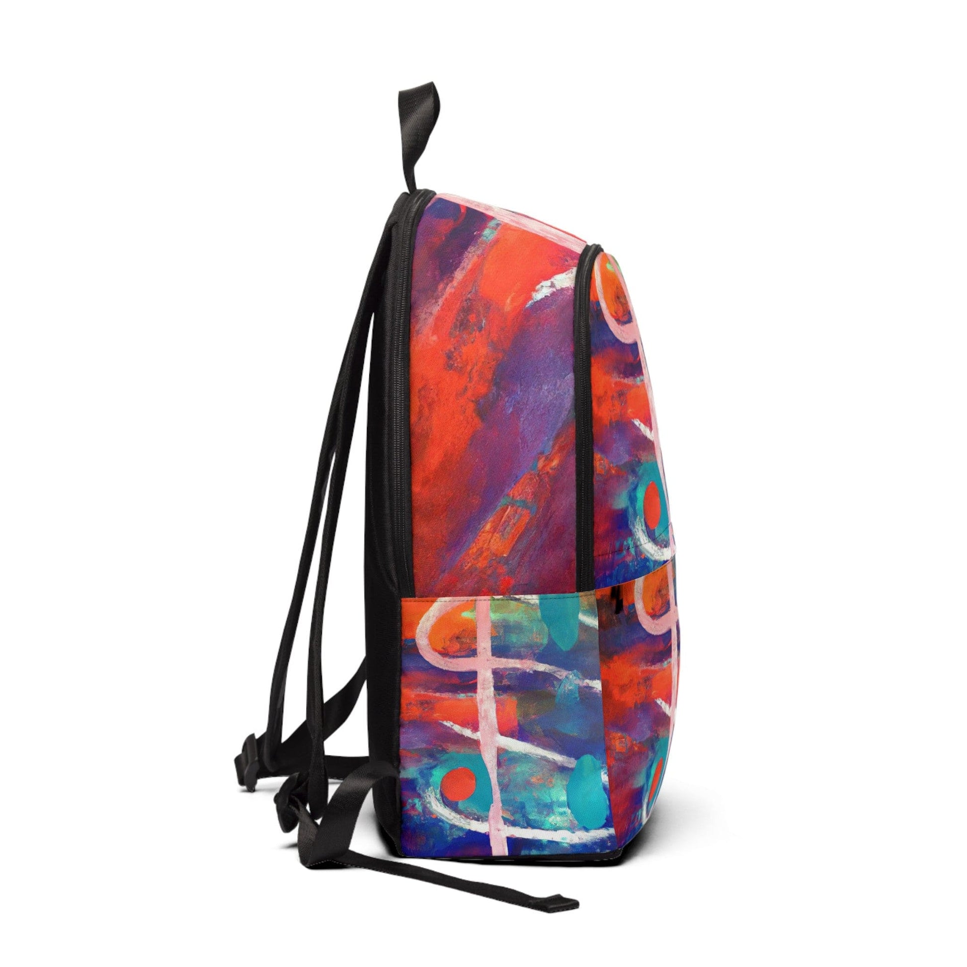 Fashion Backpack Waterproof Red Blue Multicolor Abstract Print-1