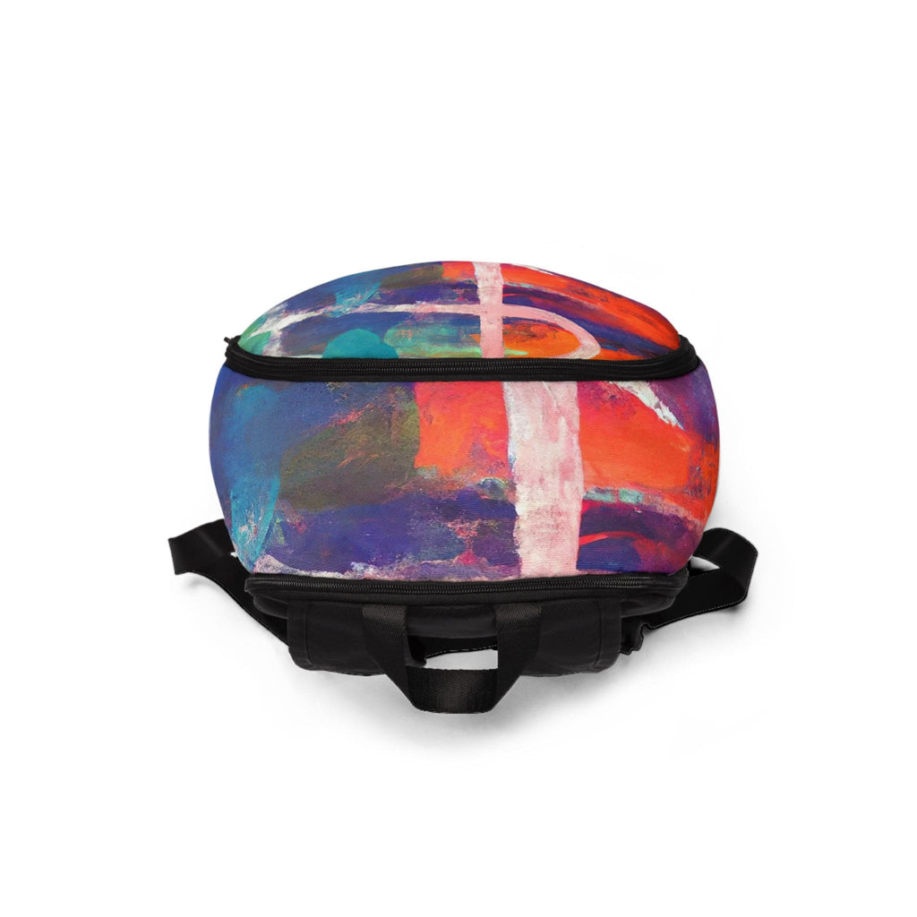 Fashion Backpack Waterproof Red Blue Multicolor Abstract Print-3
