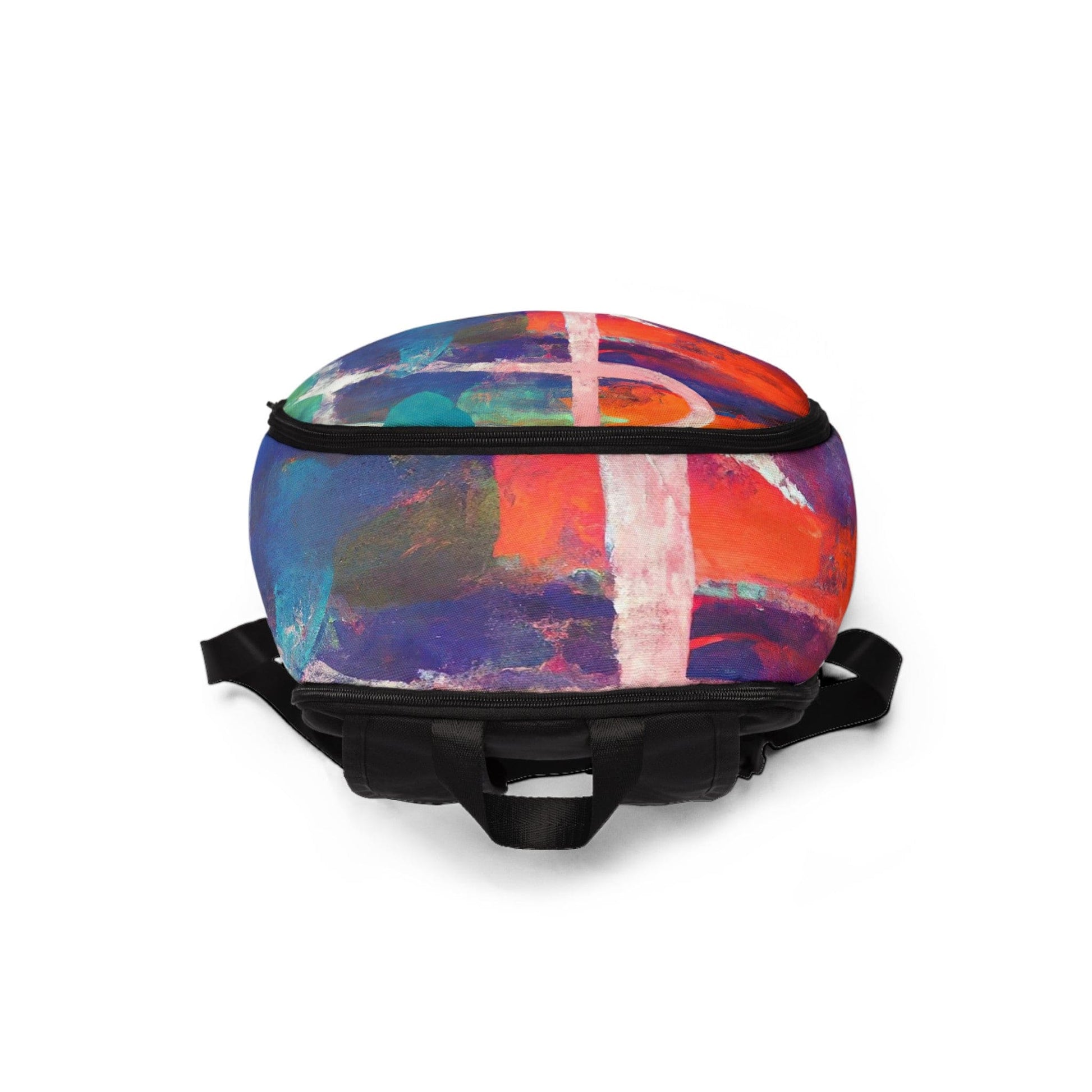Fashion Backpack Waterproof Red Blue Multicolor Abstract Print-3