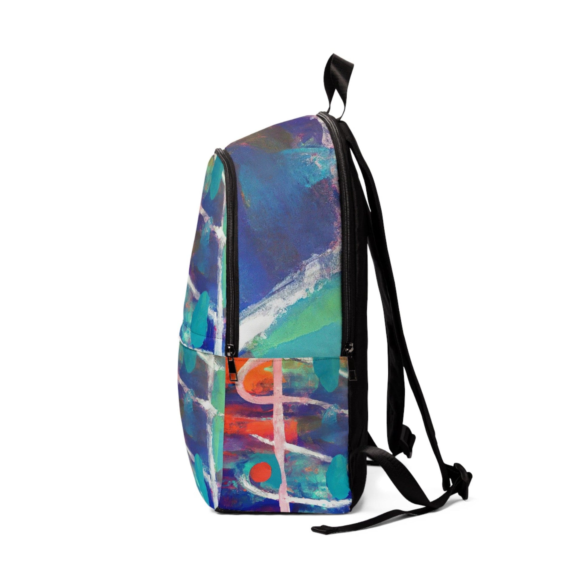 Fashion Backpack Waterproof Red Blue Multicolor Abstract Print-2