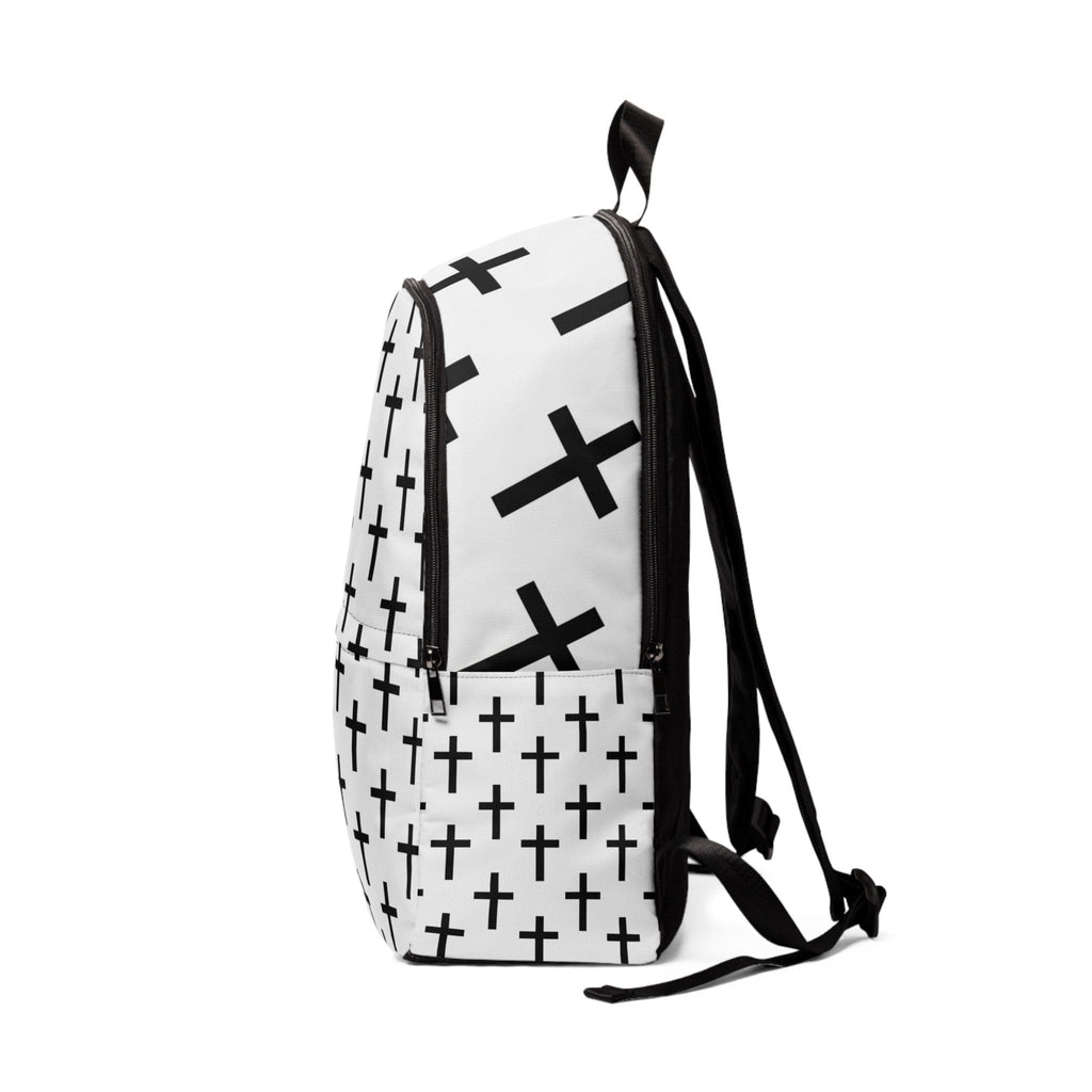 Fashion Backpack Waterproof White Black Cross Print-2