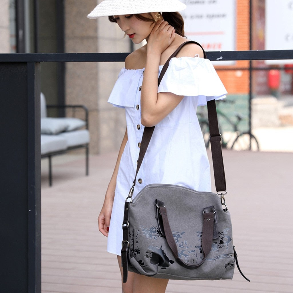 Female Large Pocket Casual Tote Women's Handbag Shoulder Handbags Canvas Capacity Bags For Women Messenger Shopping  Bags #L20-4