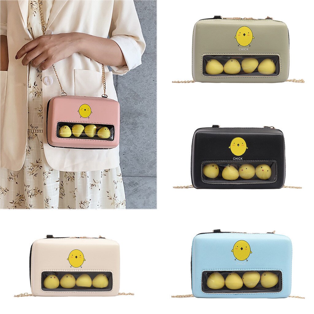 Fashipn Bags For Women Cute Chick Decor Transparent Small Square Bag Female Chain Shoulder Bag Casual Crossbody Bags Clutch-0