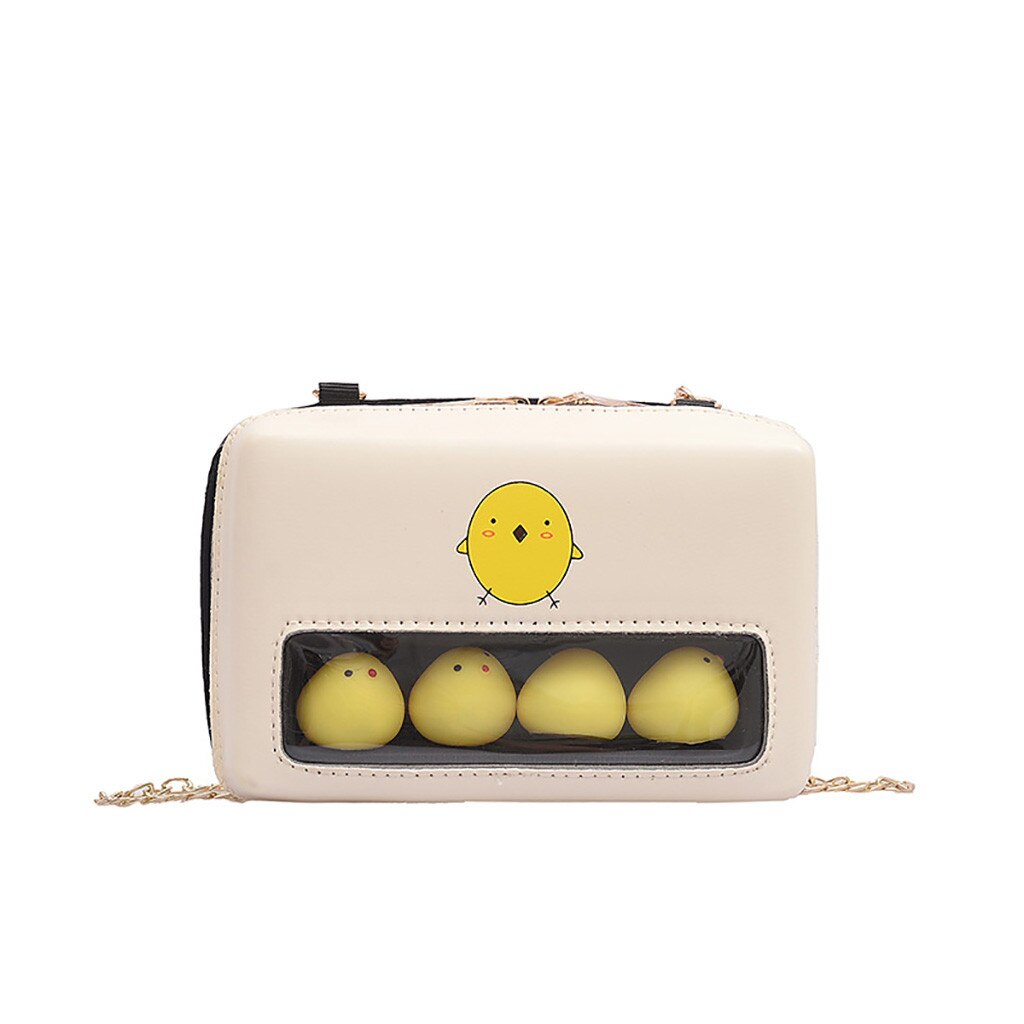 Fashipn Bags For Women Cute Chick Decor Transparent Small Square Bag Female Chain Shoulder Bag Casual Crossbody Bags Clutch-4