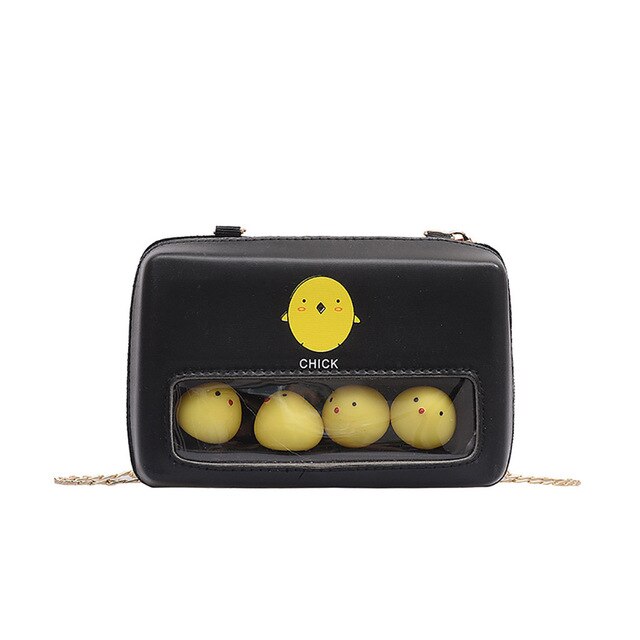 Fashipn Bags For Women Cute Chick Decor Transparent Small Square Bag Female Chain Shoulder Bag Casual Crossbody Bags Clutch-1