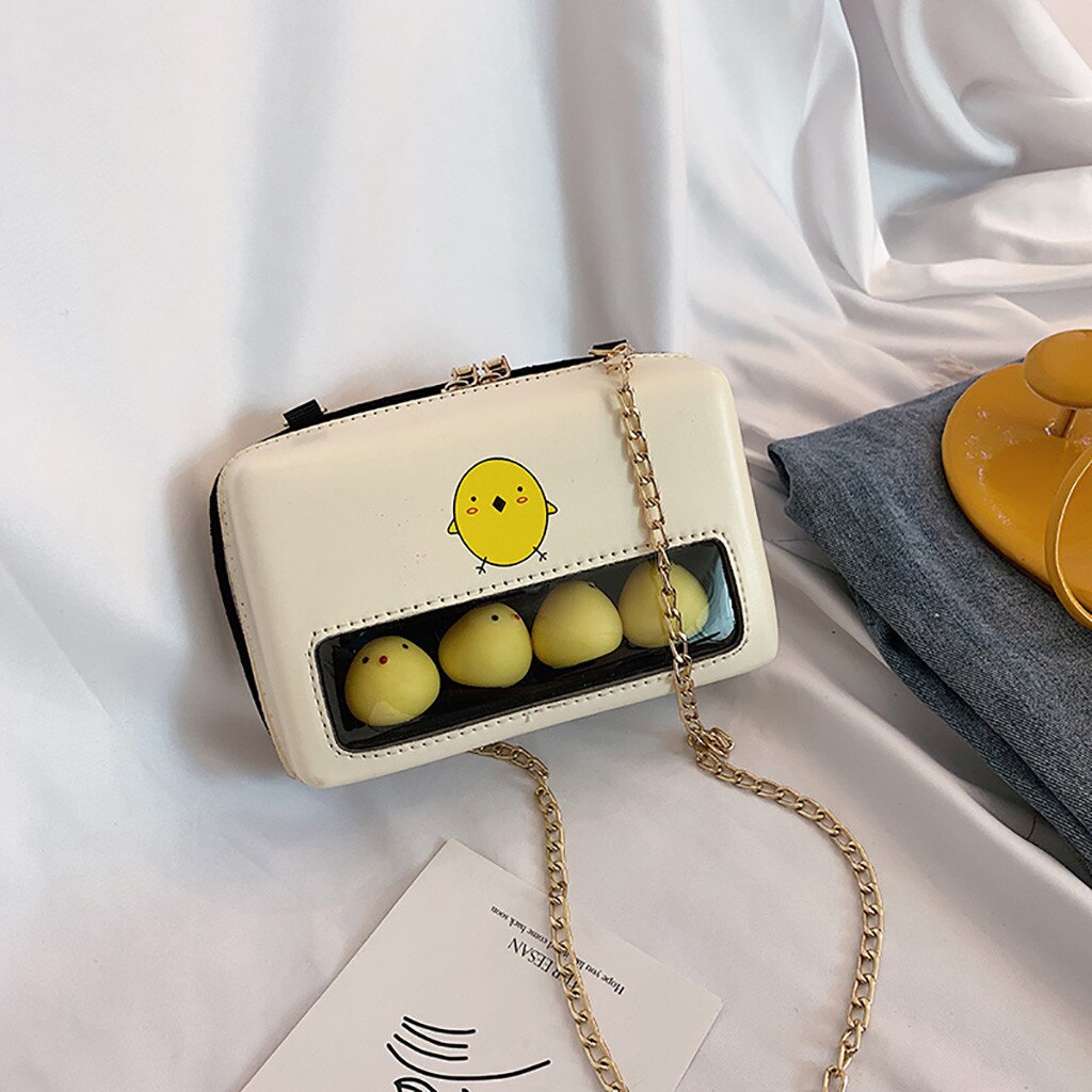 Fashipn Bags For Women Cute Chick Decor Transparent Small Square Bag Female Chain Shoulder Bag Casual Crossbody Bags Clutch-2
