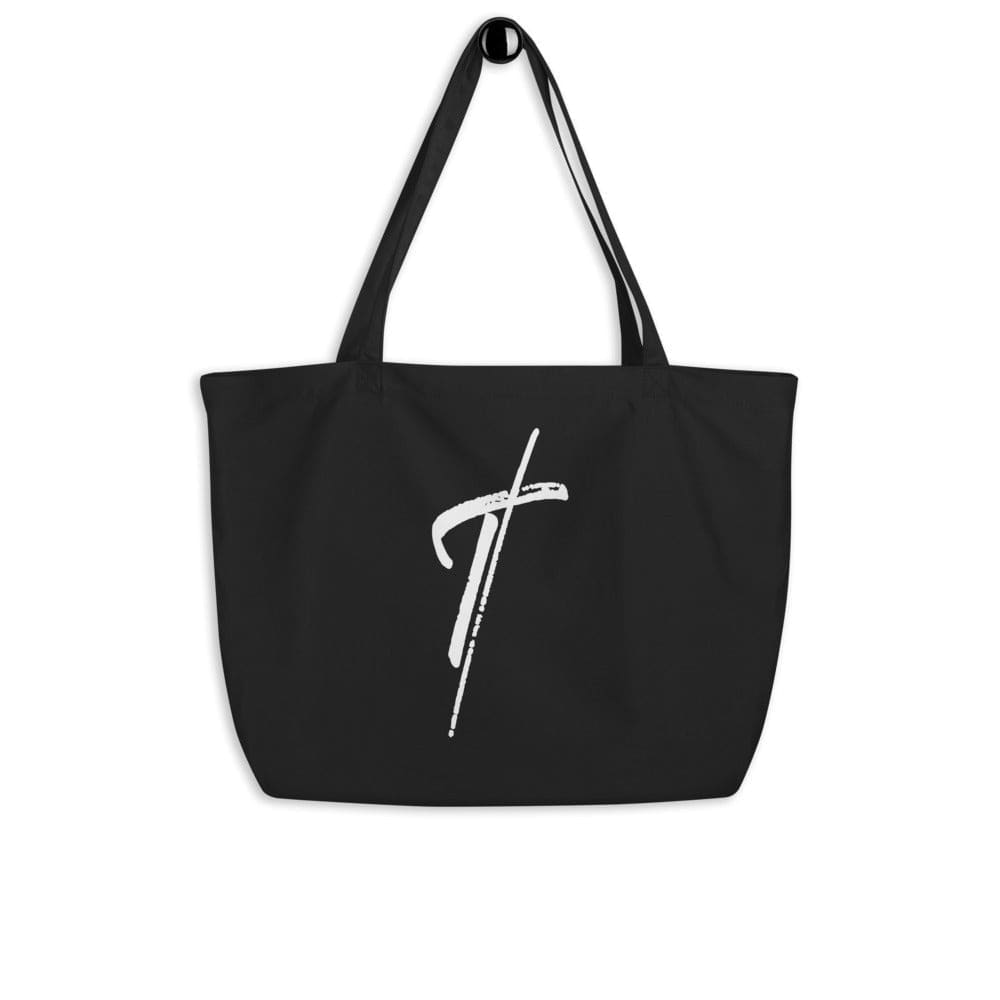 Large Black Tote Bag - Cross Inspirational Print-0